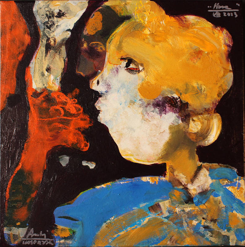 Andrzej Kasprzak, Muza II, oil, oil pastel, canvas, 40x40 cm / #AK33